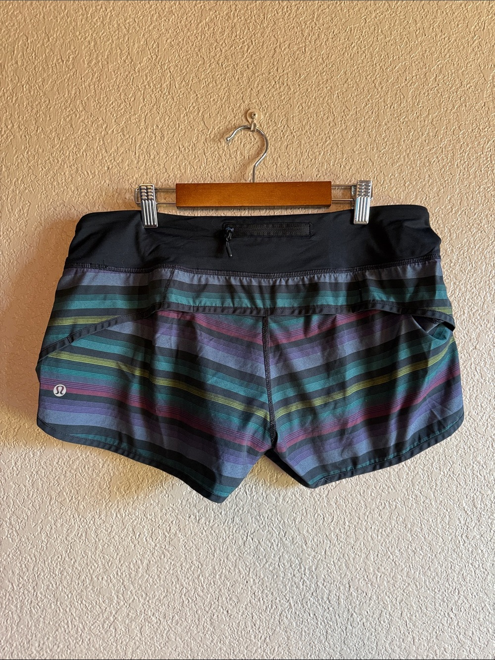 lululemon athletica Black Multicolor Stripe Athletic Shorts